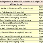 Schedule Of Visiting Doctors August 2016