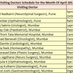 Schedule of visiting doctors April 2017