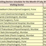 Schedule of Visiting Doctors, July-2017