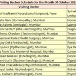 Schedule Of Visiting Doctors October 2017